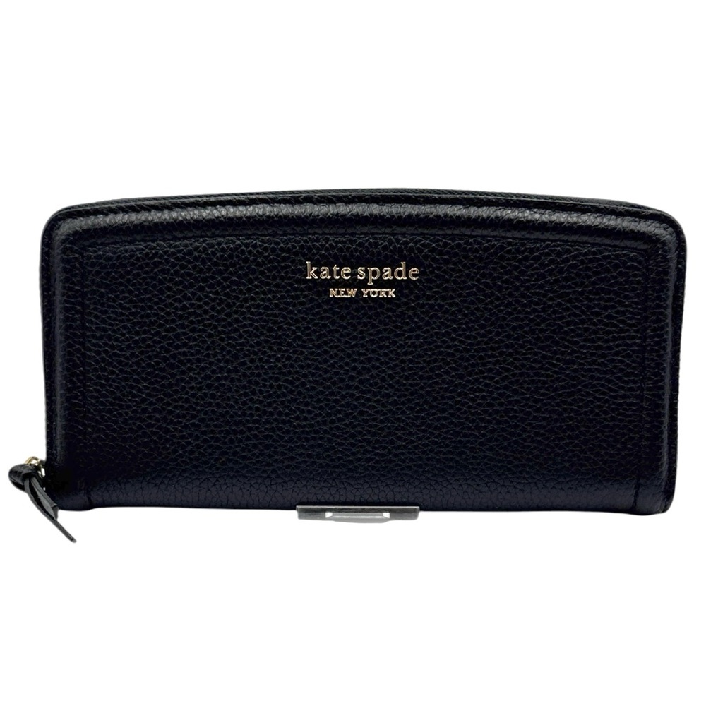 Kate Spade New York Black Pebbled Leather Slim Continental Wallet